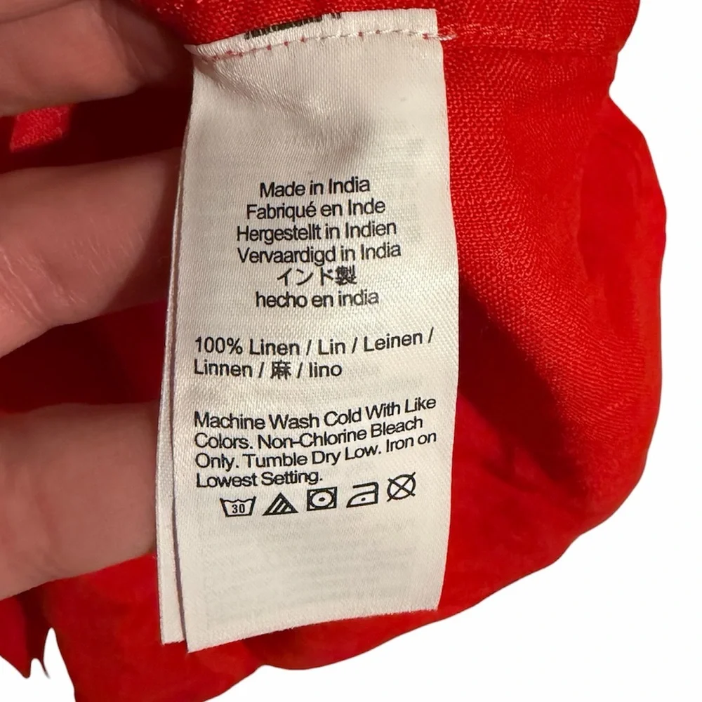 J Crew red linen Cabana dress - Picture 8 of 9